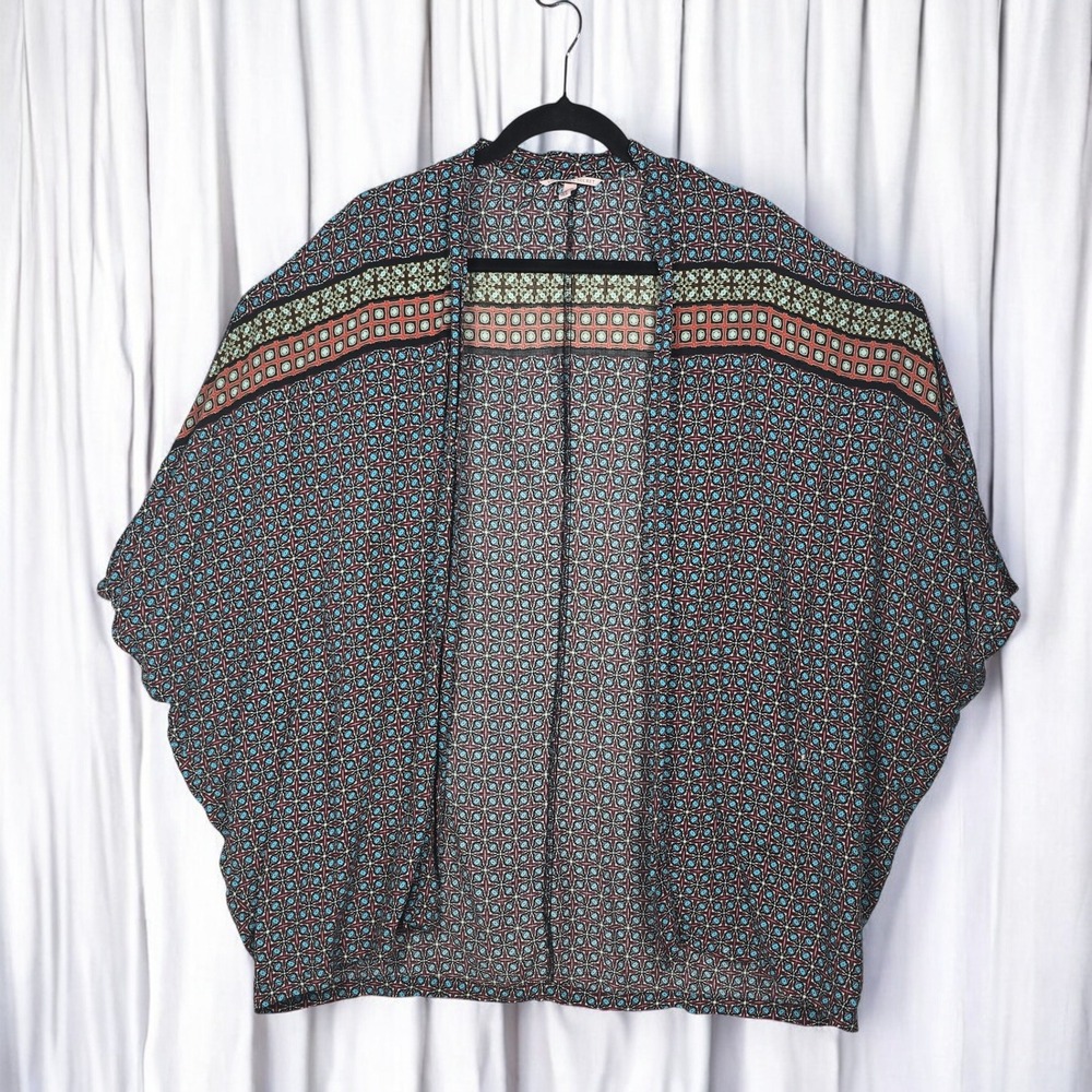 VICTORIAS SECRET Kimono Duster Woman XS Geometric‎ Print Lightweight Open Front